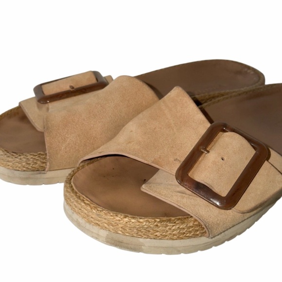 VINCE Grant Slide Suede Espadrille Sz 9 Sandal in Cappuccino Summer Vacation - Picture 6 of 14